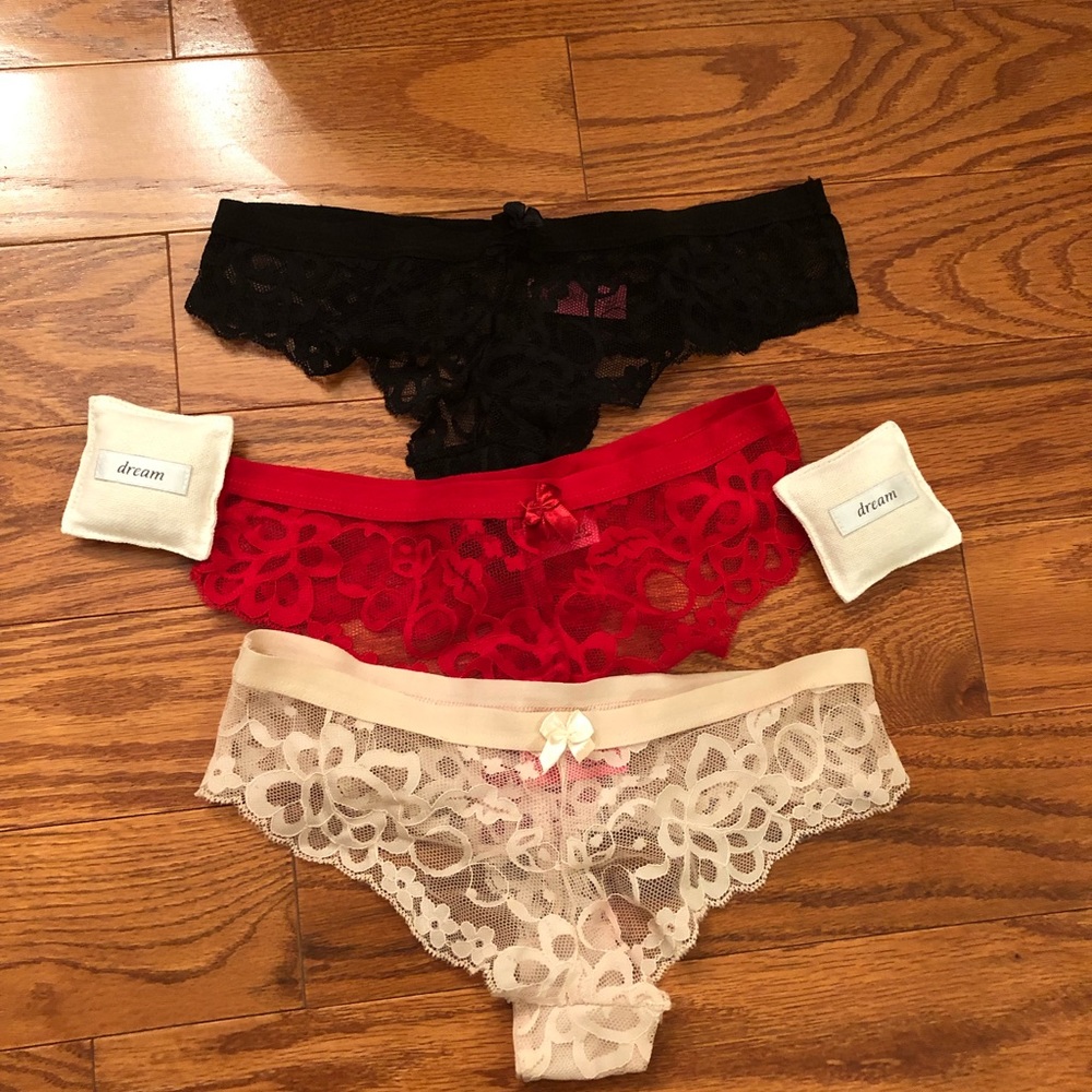 Black, Red, & Pale Pink Lacie Thongs
